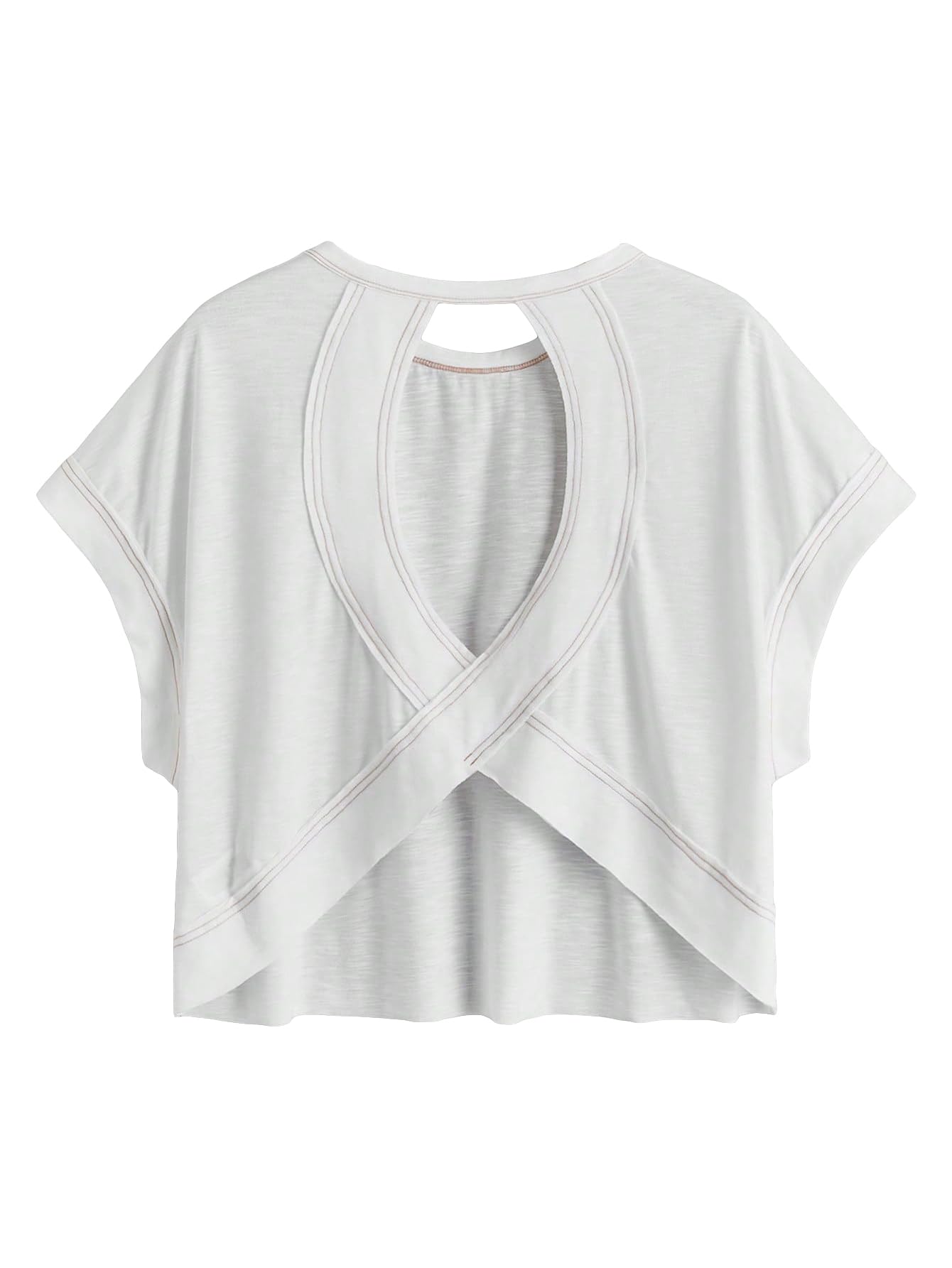 SOLY HUX Women Open Back Tops Workout Backless Tee Casual Athletic Shirts Short Sleeve Oversized Gym T Shirt