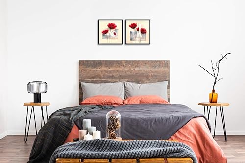 Miniatura 3 de Wieco Art Arte de pared enmarcado con encantadores lienzos de primavera, pinturas al óleo florales abstractas, imágenes de estilo sobre lienzo, arte