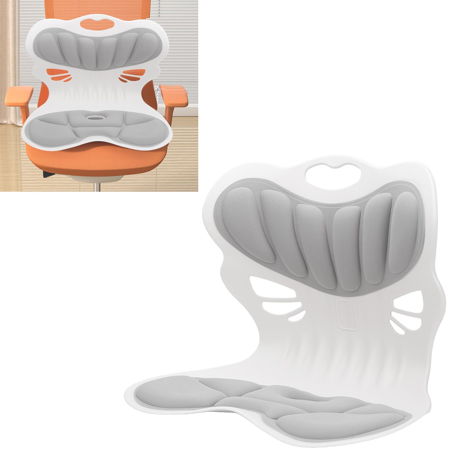 Cojín ergonómico para Respaldo Lumbar, cojín de Cintura para corrección de Postura, Soporte para Respaldo de Silla de Espuma viscoelástica Premium con Cubierta de Malla (Gris)