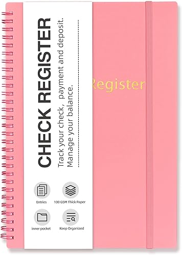 Registros de cheques para chequera personal, libro de registro de cheques grande en espiral, planificador de presupuesto con registro de cheques