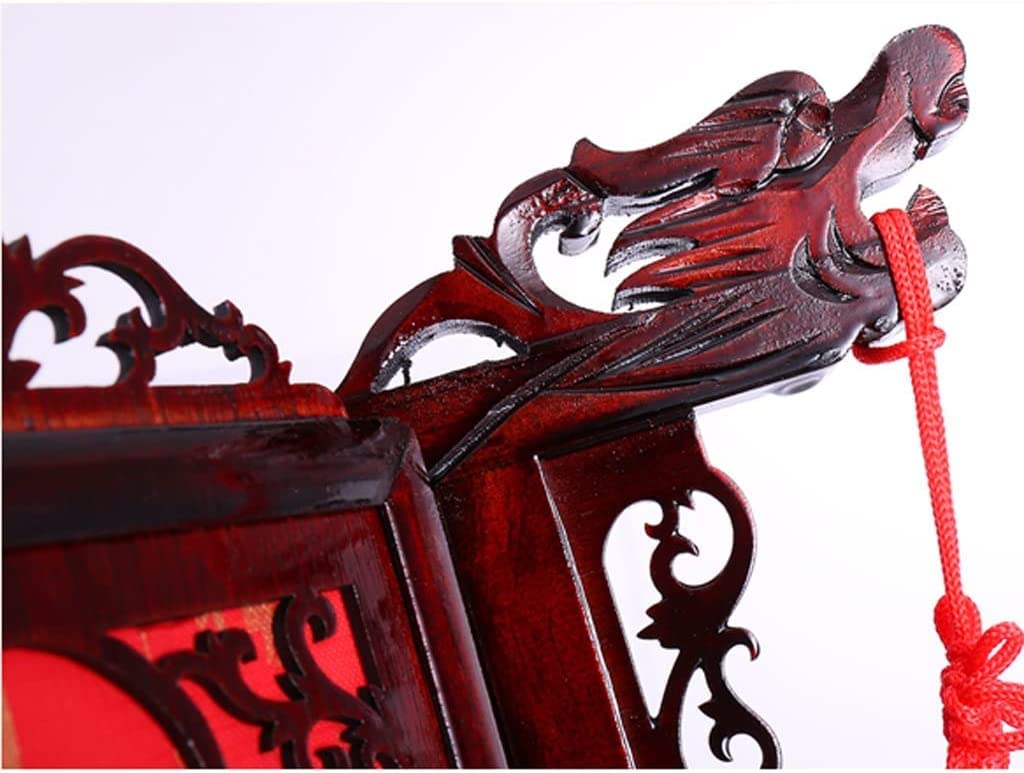 UPJAKS Decorativo Lanterna Rossa Cinese Lanterna da Appendere in Legno massello Balcone Esagonale Pelle di Pecora Lampadario Classico per Il Capodanno Cinese Giardino