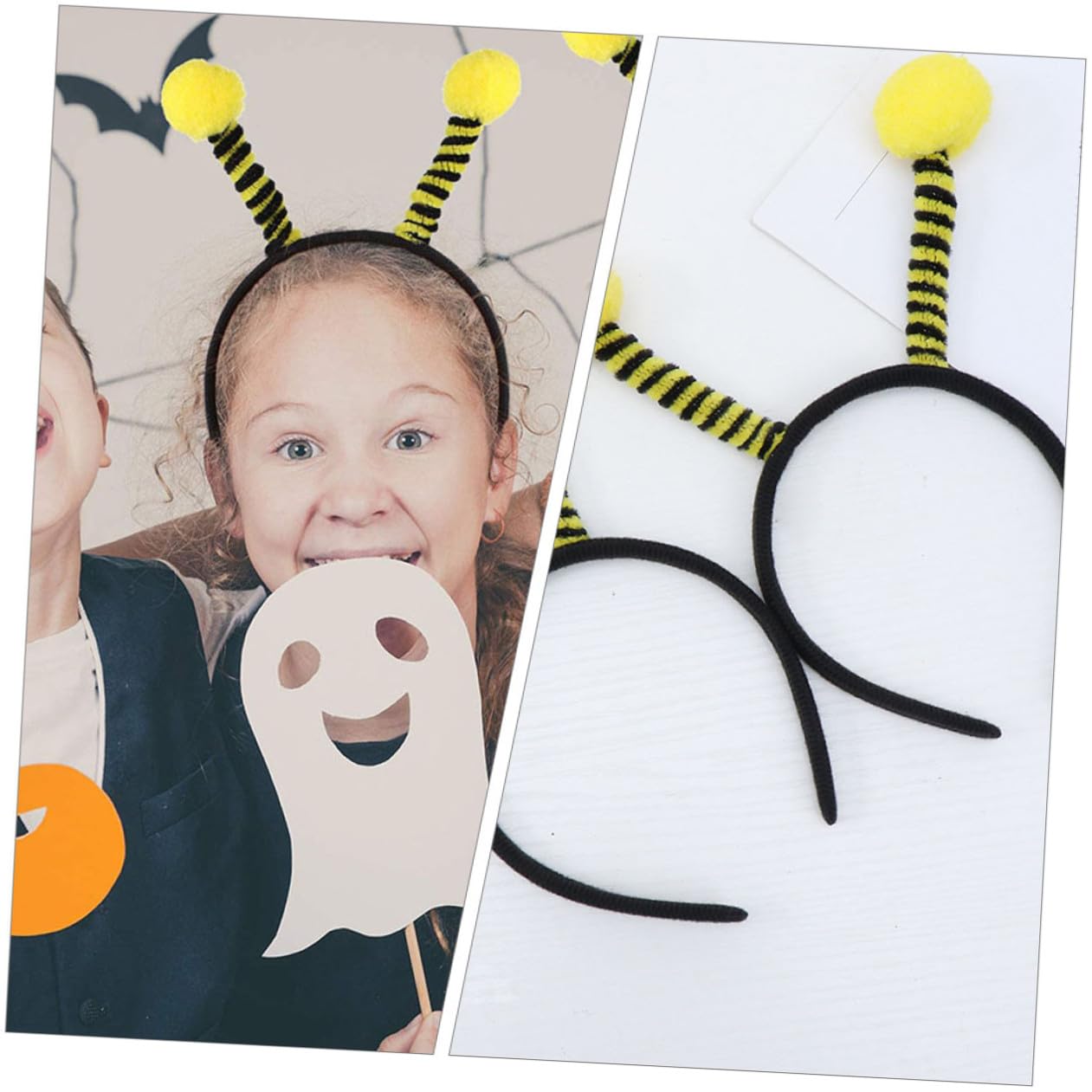 Lot de 14 serre-têtes en forme d'abeille pour fête festive - Serre-tête noir pour costumes et spectacles d'enfants, jaune, 26X15CM
