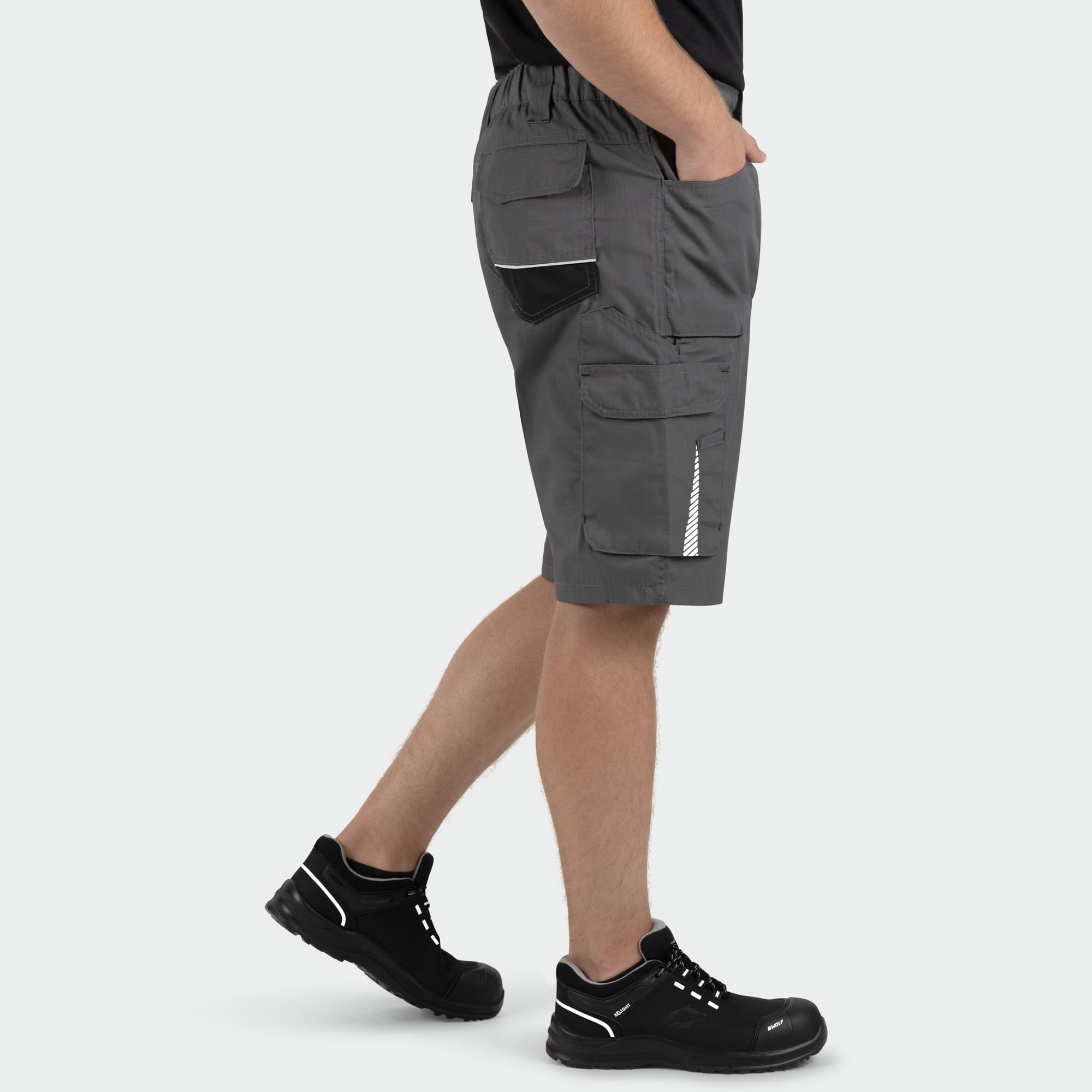 BWOLF Drift Short de Travail Homme Court en Tissu Ripstop avec de Nombreuses Poches et Éléments réfléchissants