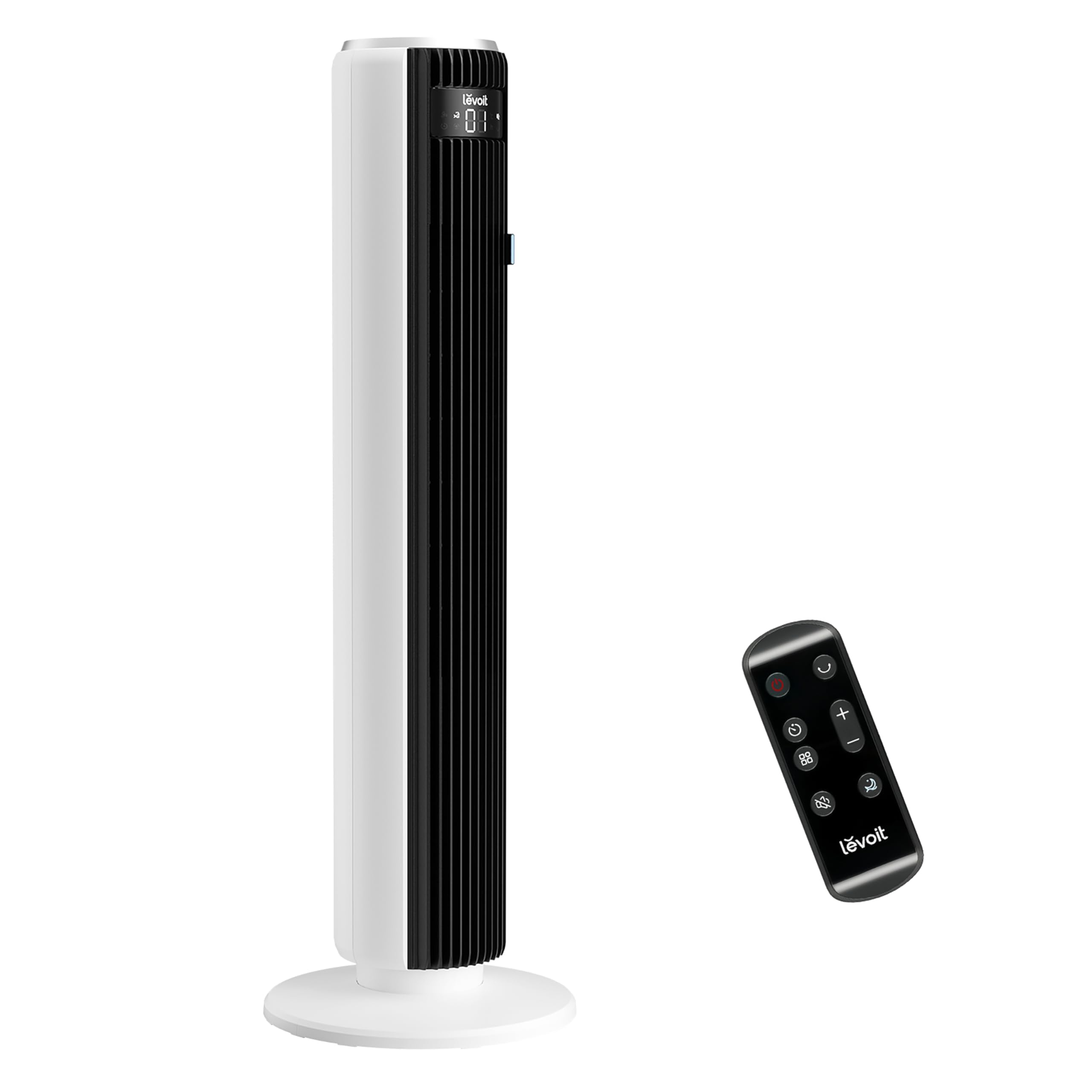 20dB Silent Tower Fan with Remote Control, 7.9m/s Powerful Fan with DC Motor, 26W Energy, 4 Modes 12 Speeds 12H Timer, Advanced Sleep Mode, Front Display, 90° Oscillation