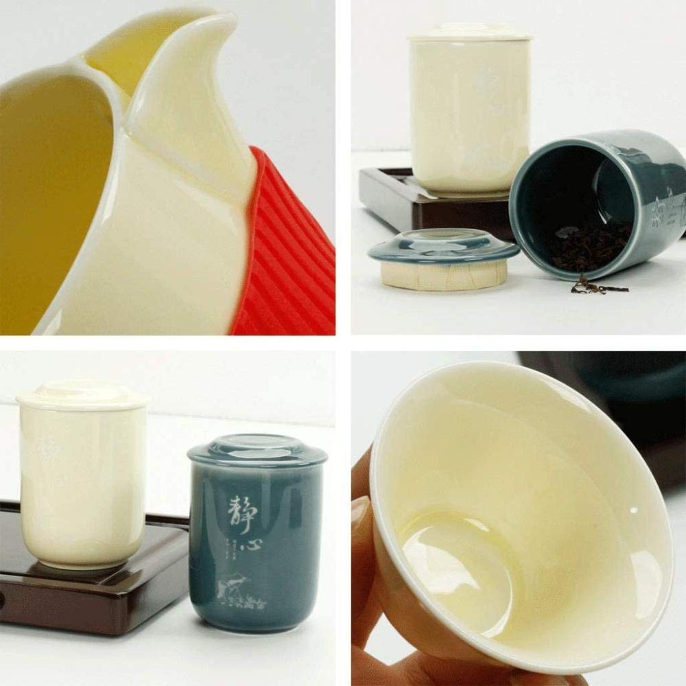 Service à thé chinois en céramique Kung Fu - Plateau à thé en bois massif - Coffret cadeau - A, B