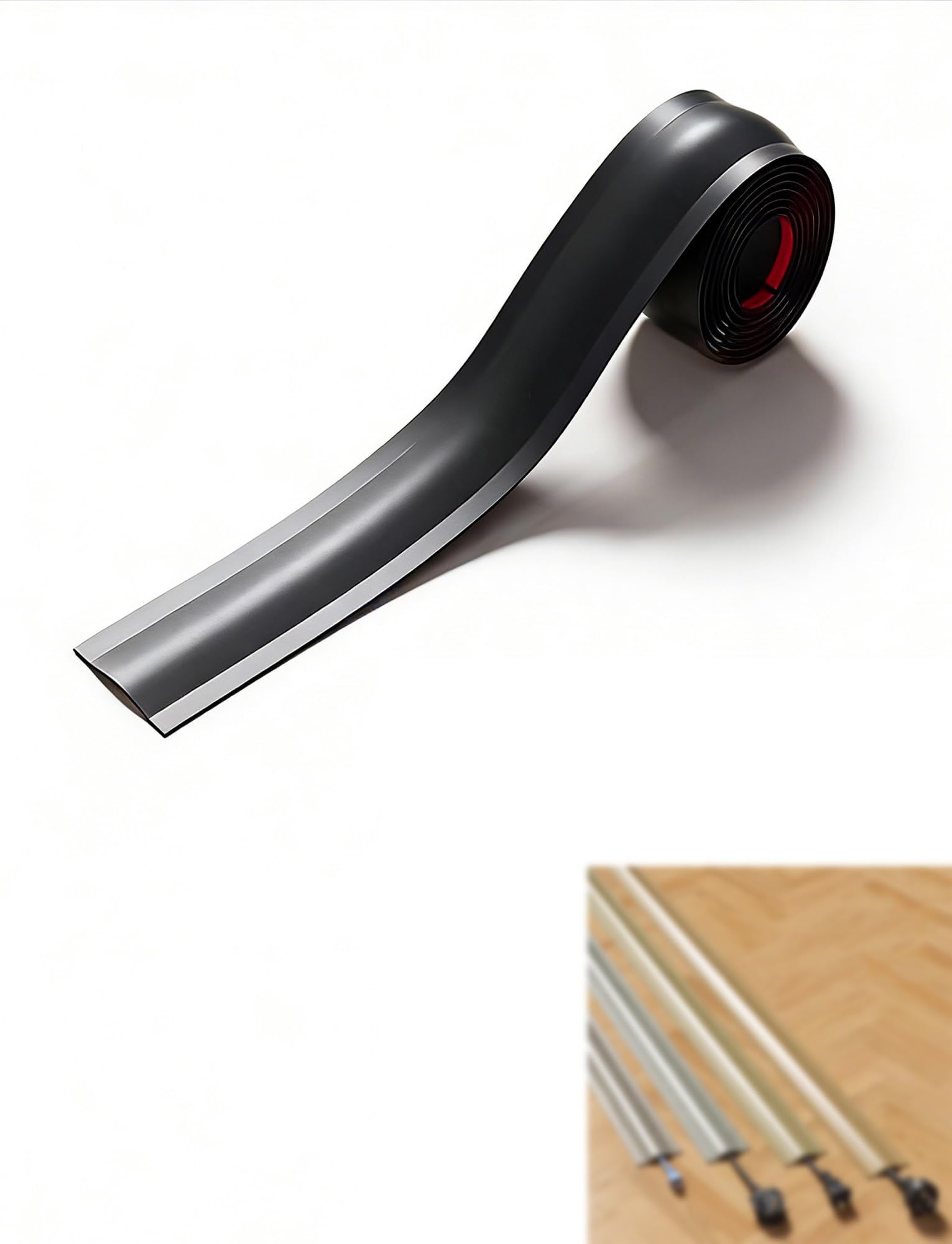 Cubierta autoadhesiva for Cables de Piso, canaleta de Cables de PVC Flexible for oficinas, fábricas, garajes, Protege los Cables y Evita riesgos de tropiezos(Color3-w5.5cm,3meter)