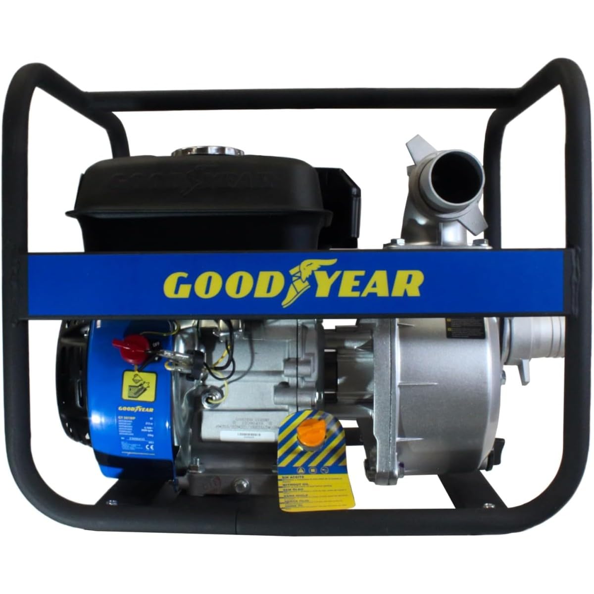 Goodyear - Motobomba de Agua 1.500W, Motor de Gasolina 4 Tiempos OHV 78.5cc, Altura Máxima de Elevación 5 metros, Caudal máximo 12.000 litros/hora (200 l/m) (4.100 W 32.000 l/h)