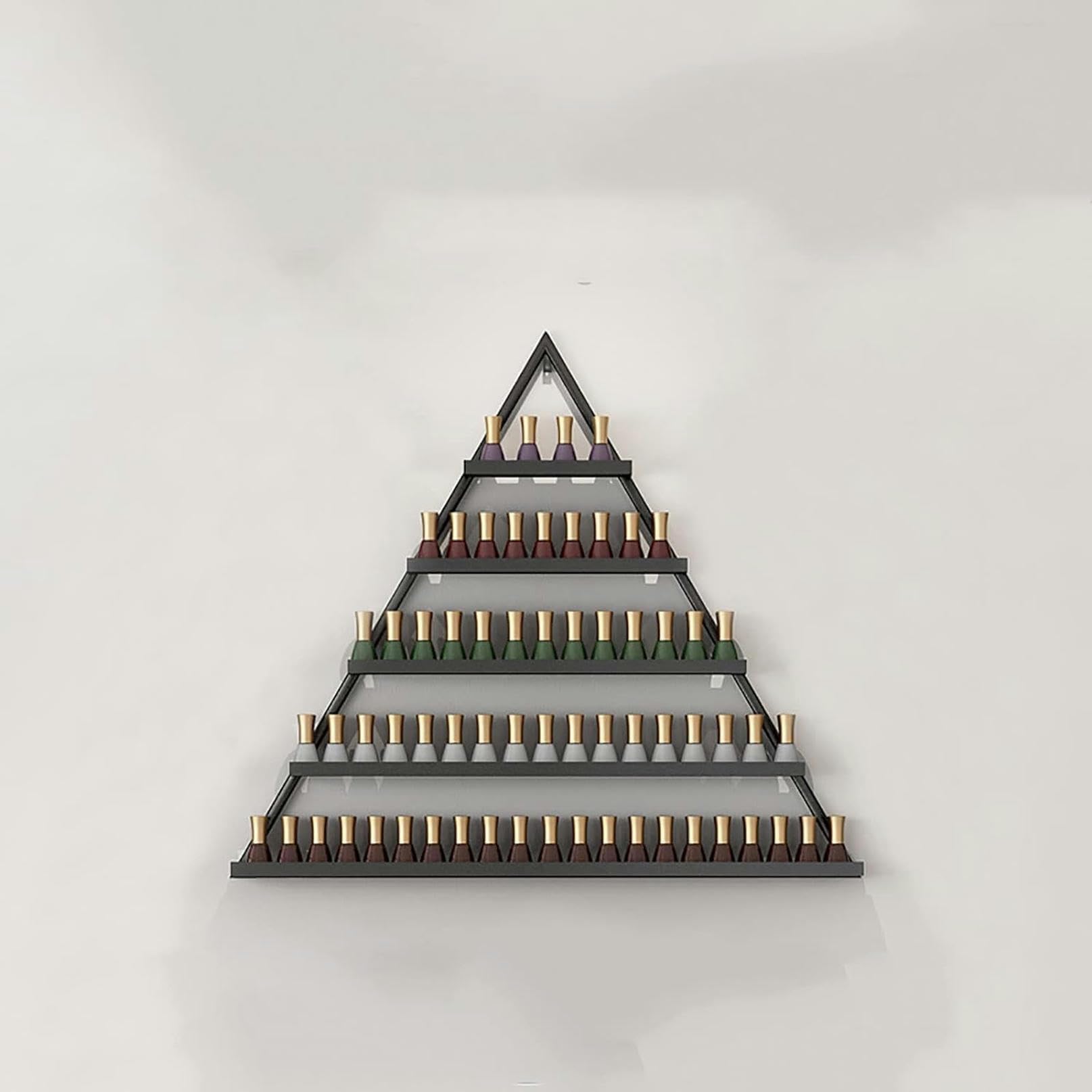 Estante para esmaltes de uñas de 5 niveles flotante y expositor triangular de cosméticos