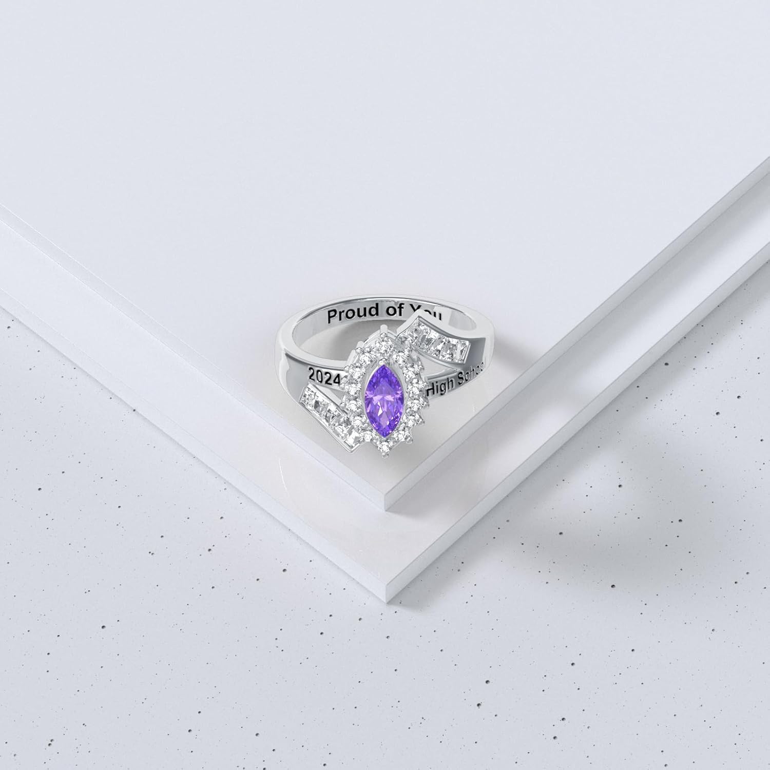 Dorunmo Customizable Class Rings for High School and College Graduates 925 Sterling Silver/10k/14k/18K Gold Graduation Ring with Birthstone Jewelry Class of 2025 Gift for women