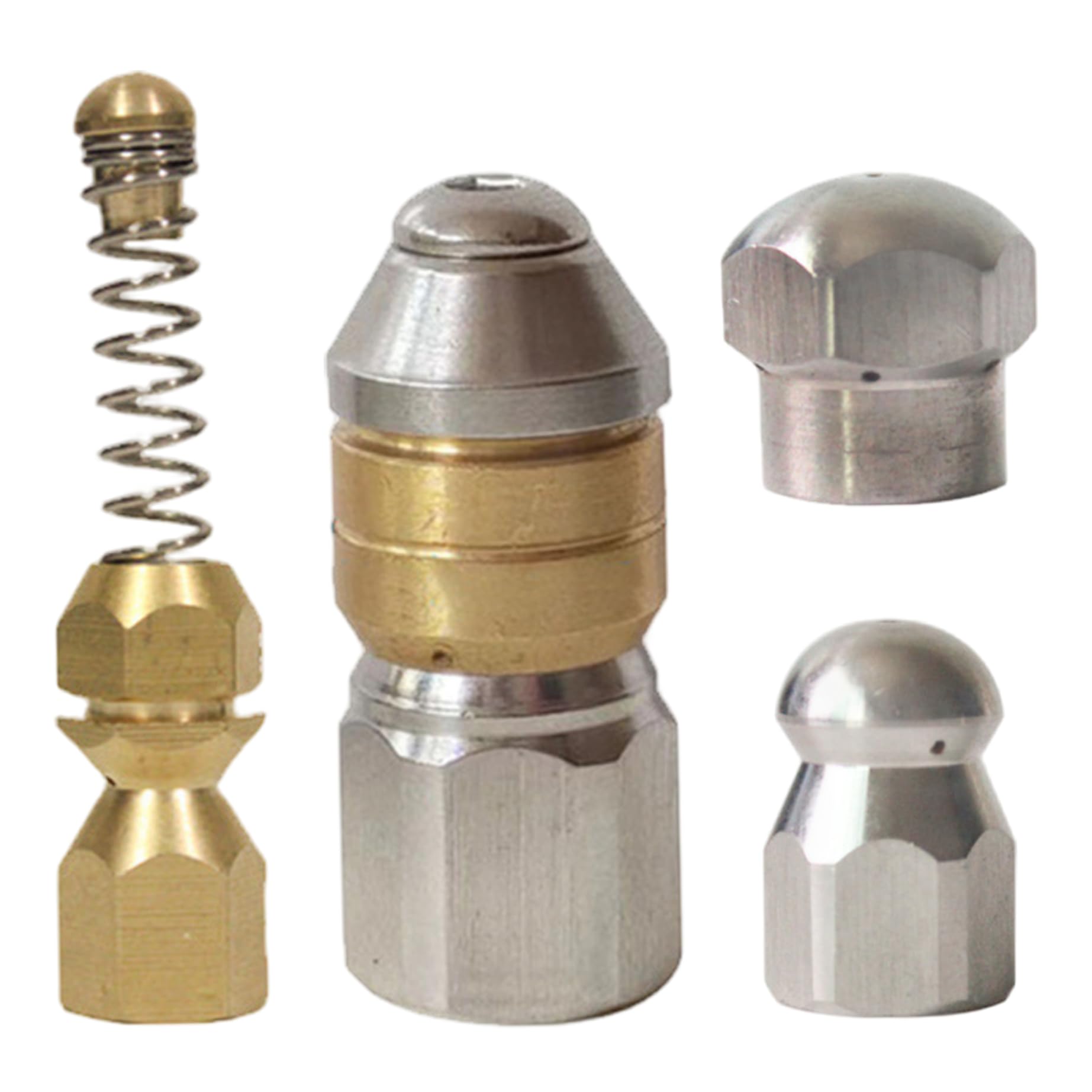 Pressure Washer Jetter Nozzle, 4PCS Stainless Steel Sewer Jetter Kit, Easy to Install G1/8 Thread Drain Cleaner Nozzle