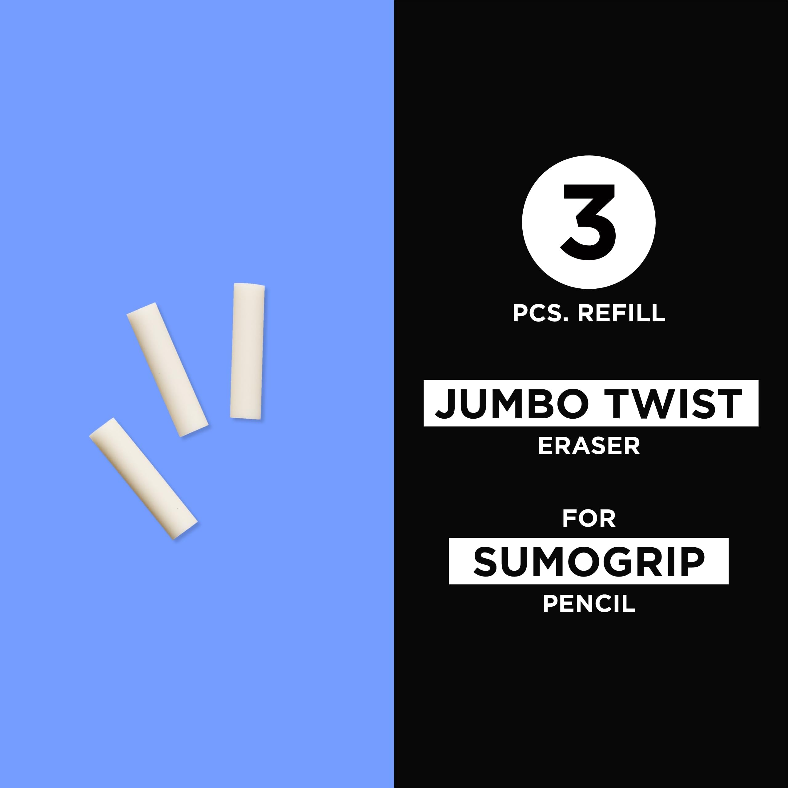 Sakura SumoGrip Mechanical Pencil Eraser Refill - Eraser Refills for 0.5 mm, 0.7 mm, and 0.9 mm Mechanical Pencils - 3 Eraser Refills