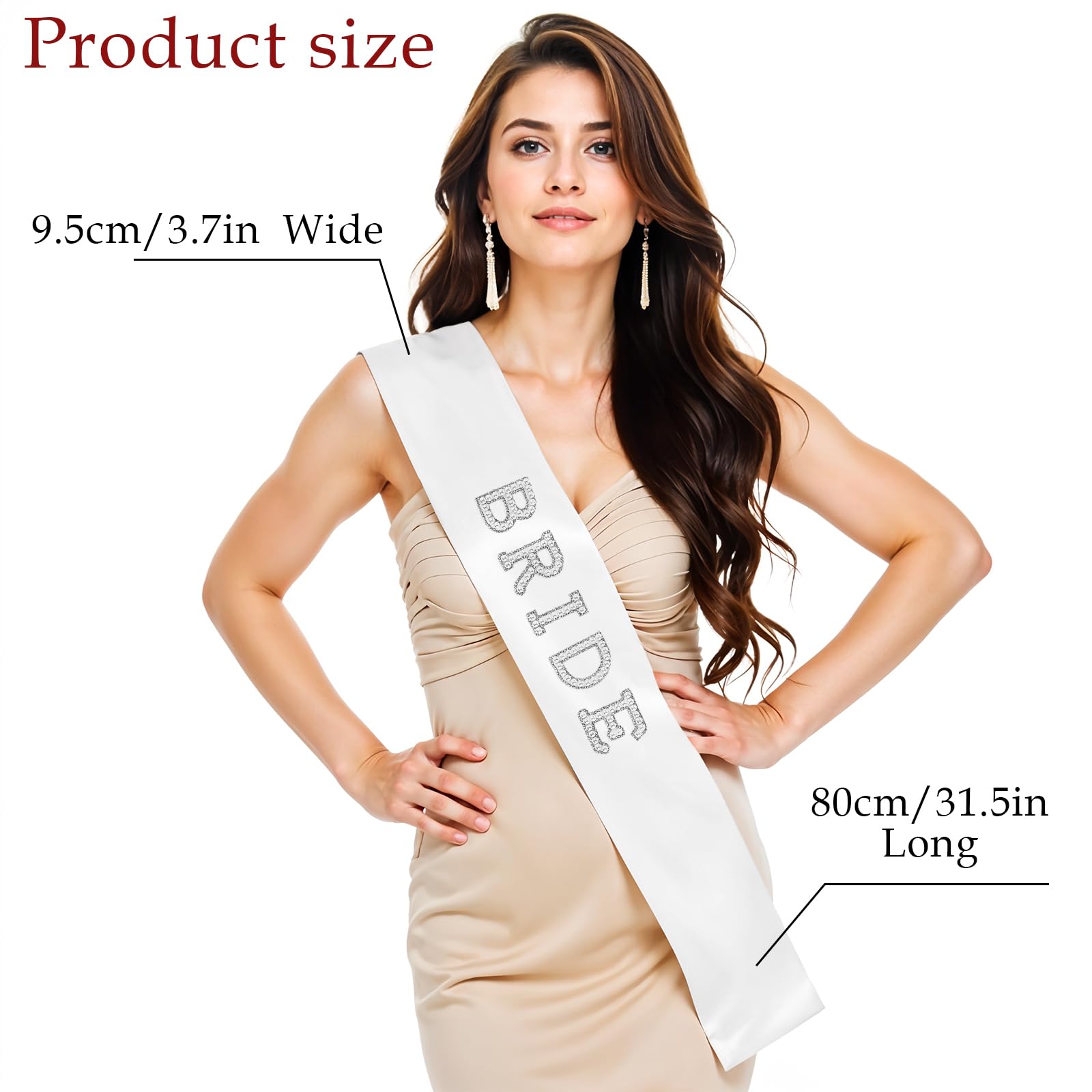 Weiße Braut Schärpe Mit Perlen & Strass - Elegante Bride Schärpe Für Hochzeitsfeiern