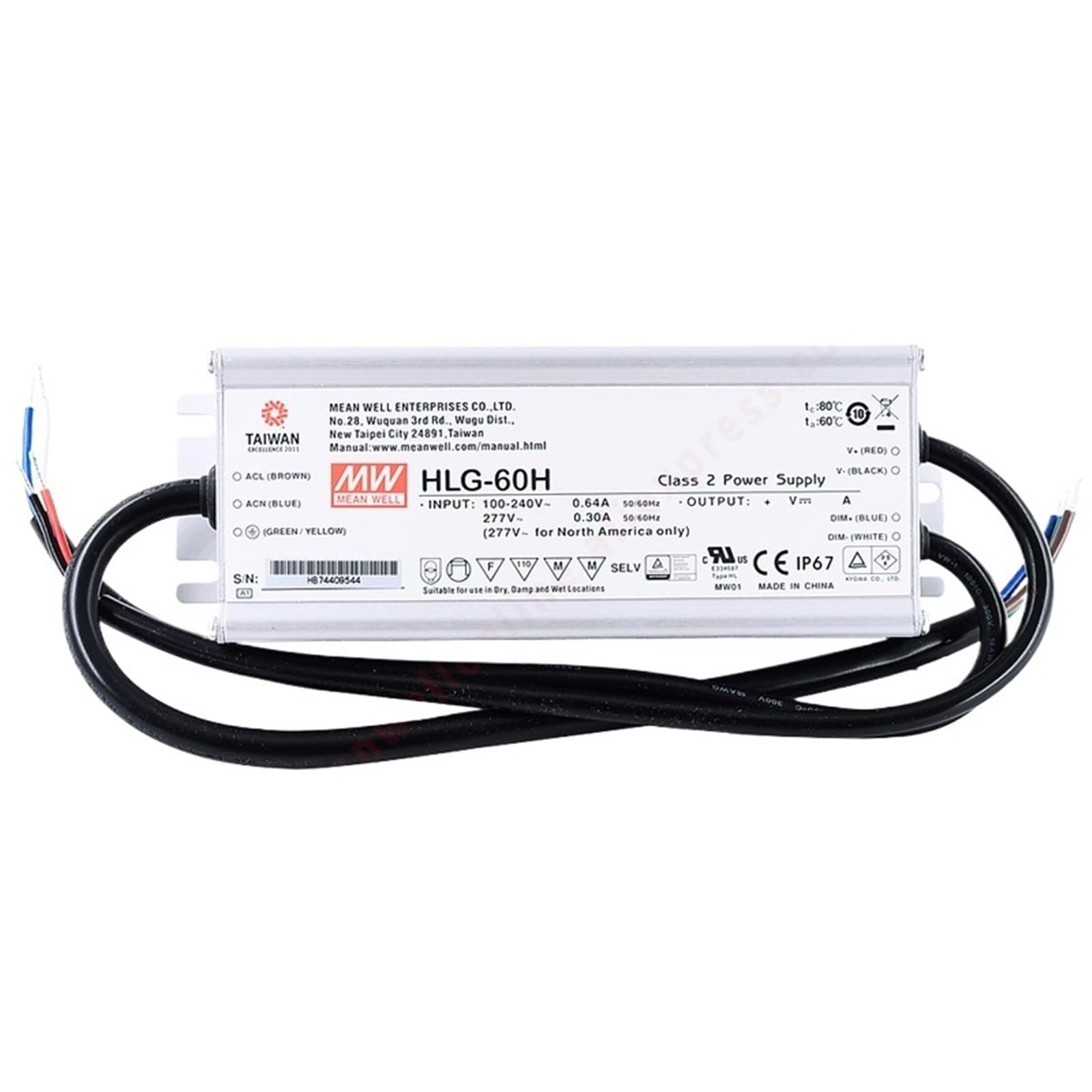 HLG-60H-24B , 60W Constant Voltage Constant Current LED Driver
