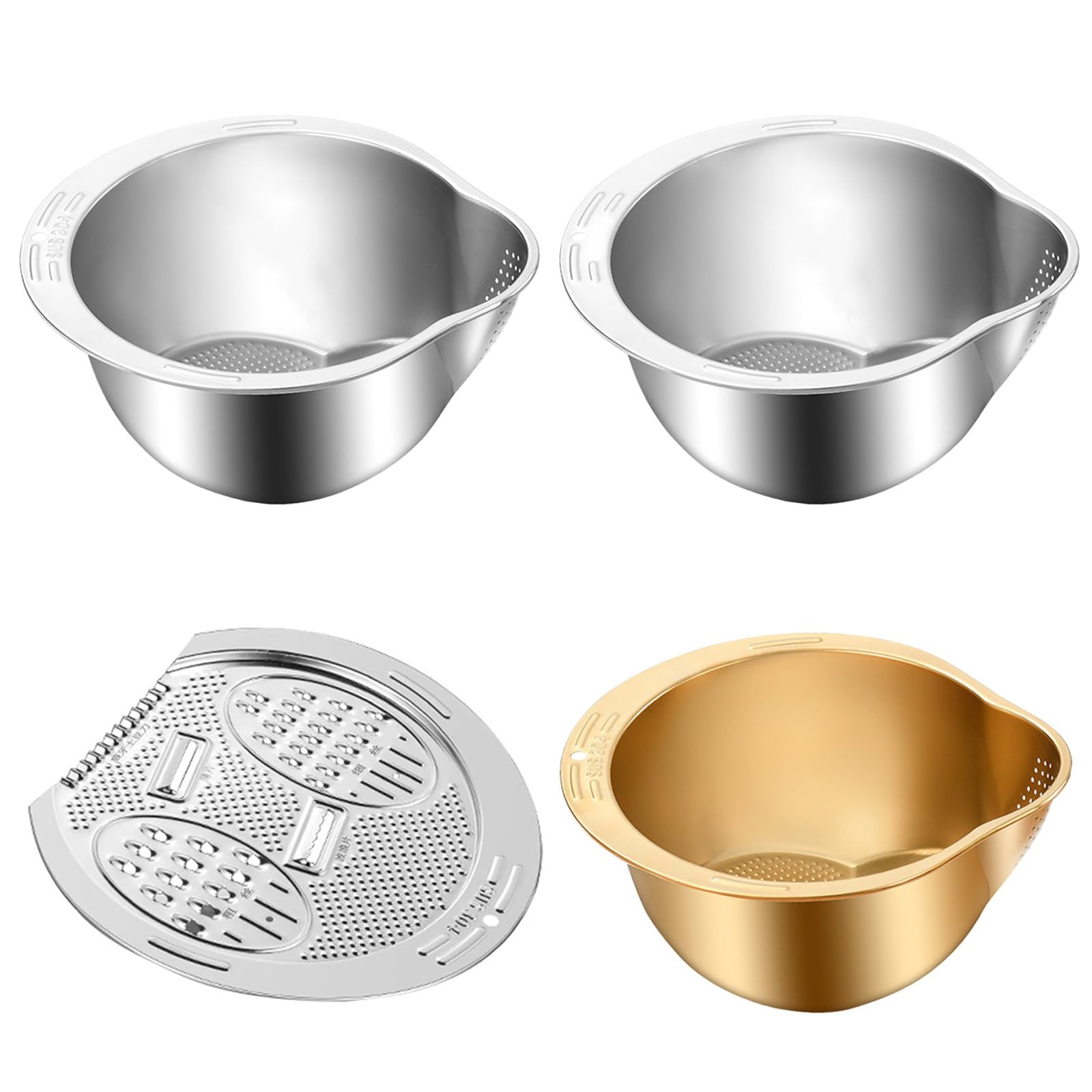 Modern Homes Kitchen Tool - Lavadora de arroz, colador de acero con rallador para drenar agua, cortar y rebanar, triturar arroz