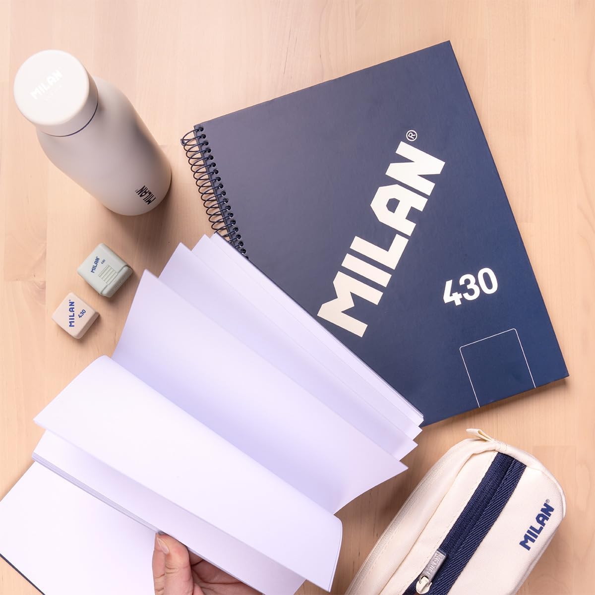 MILAN® A4 Hardcover Spiral Notebook 80 Sheets 95gsm 430 Since 1918 Collection Blue