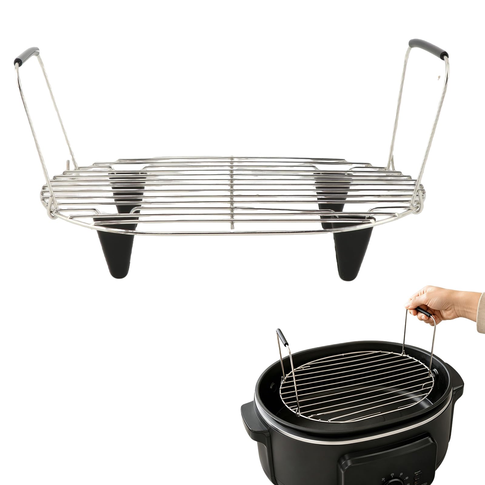 Roast& Steamer Rack Compatible with Ninja Foodi Possible Cooker Pro 8.5 Qt