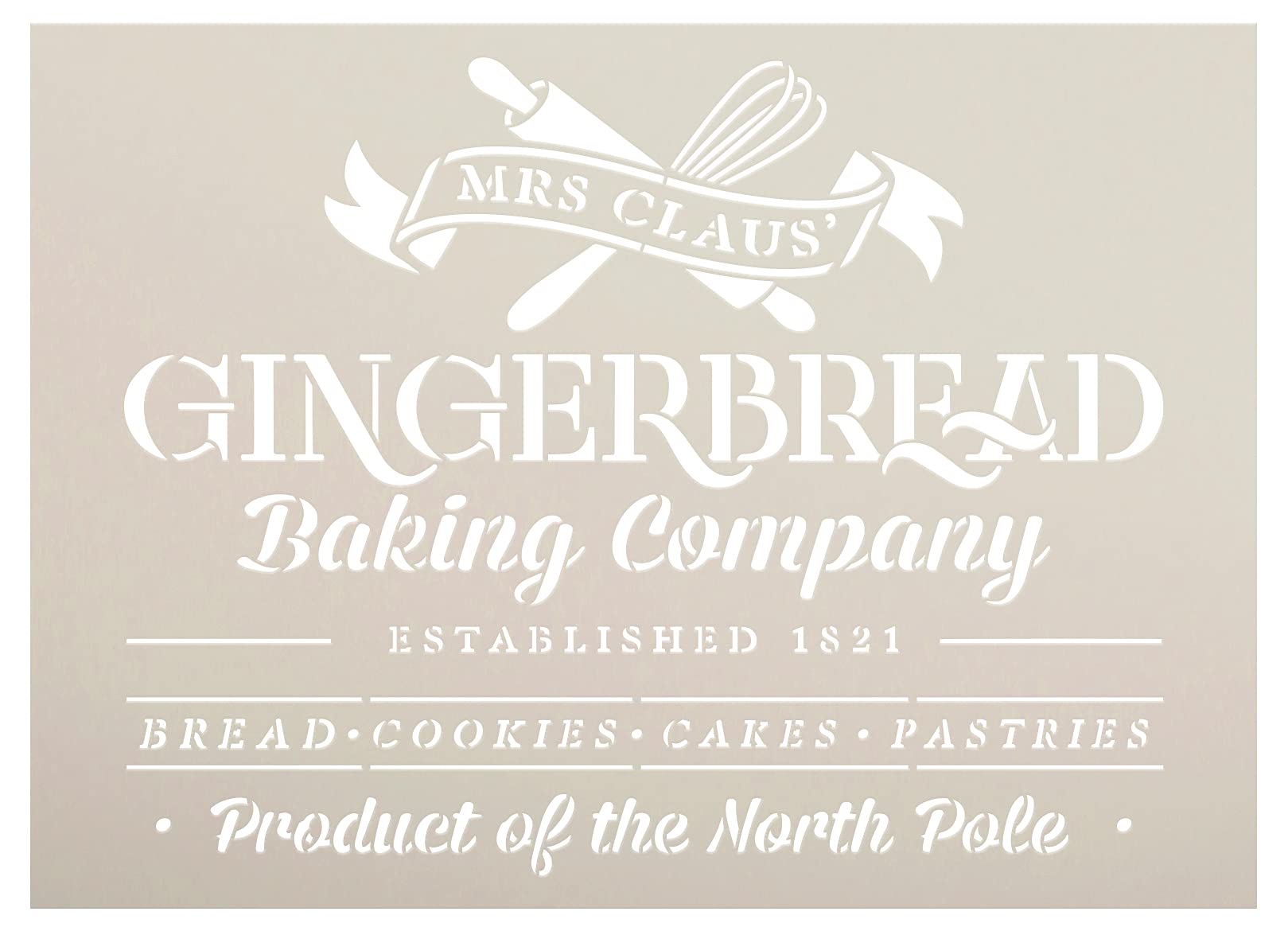 Mrs Claus' Baking Company Stencil by StudioR12 | DIY Christmas Kitchen Decor | Craft North Pole Holiday Wood Signs | Select Size (13.75 x 9.75 inch)