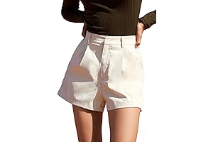 Floerns Women's Cream Solid Casual High Waist Wide Leg Shorts with Pocket