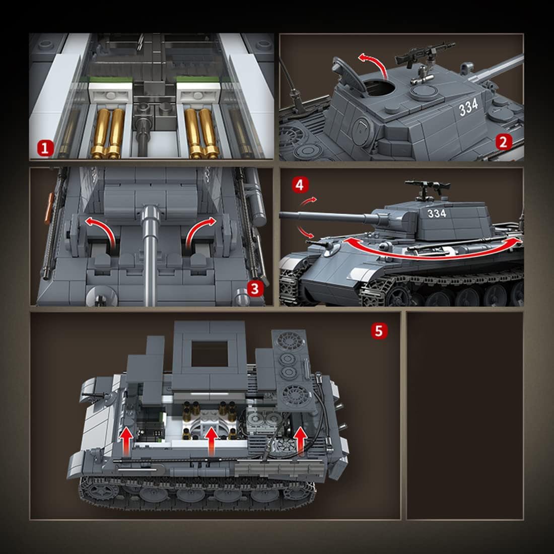 Technic Carro per Panther Ausfuhrung G Sd.Kfz.171, 1180 Pezzi Tecnica Serbatoi Militari Blocco, Technic Set per Adulti e Bambini 8+
