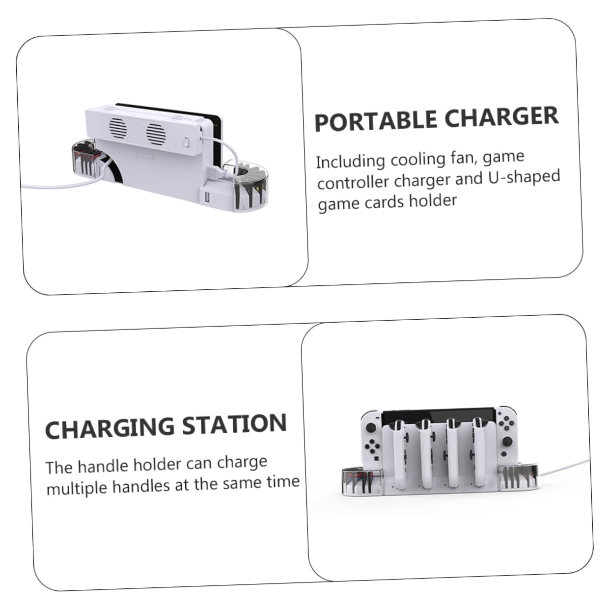 1set Dock Di Ricarica Con Ventola Di Raffreddamento Per Switch Oled Stazione Di Carica Per Controller Joy- Supporto Per Schede Di Gioco e Copertura Trasparente Design Shaped
