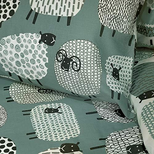 Fusion Dotty Sheep-Easy Care Duvet Cover Set, Polycotton, Duck Egg, Single