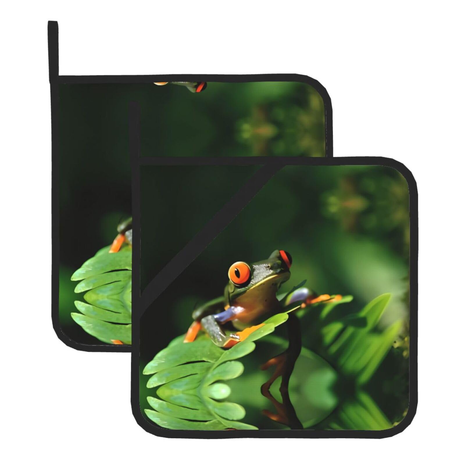 HJFCZH Peace Frog Tree Prints Square Hot Pads for Kitchen Counter - Waterproof Pot Holders, Durable Heat Resistant Throw Layers for Serving, Oven & BBQ - 2 Pack