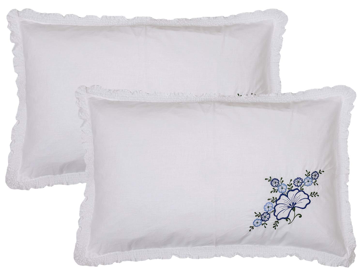 Kuber Industries Embroided Design 2 Piece Cotton Pillow Cover Set-17"x27" (White) Luxury Pillow Covers - CTKTC40269-picture-31