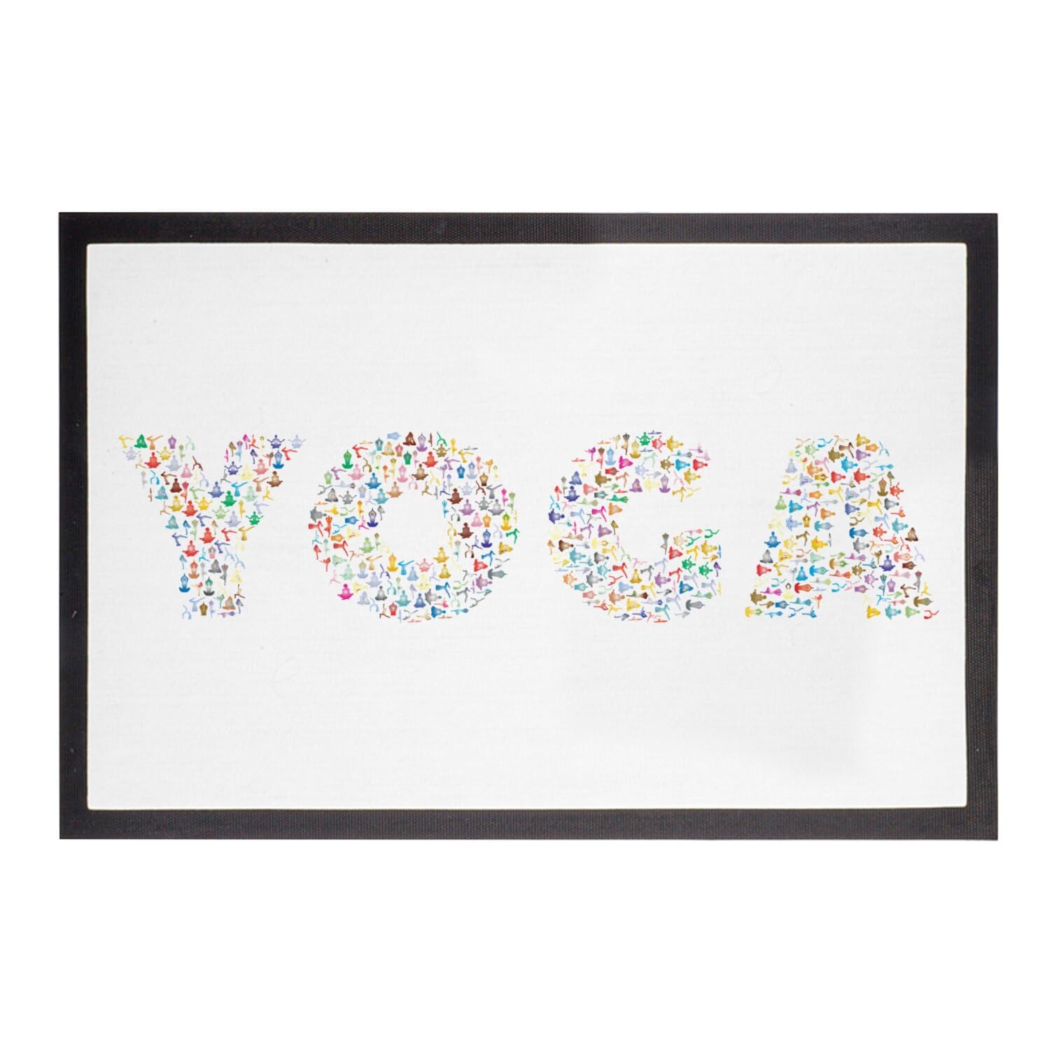 Paillasson yoga lettres et postures meditation asanas bien etre 60x40cm