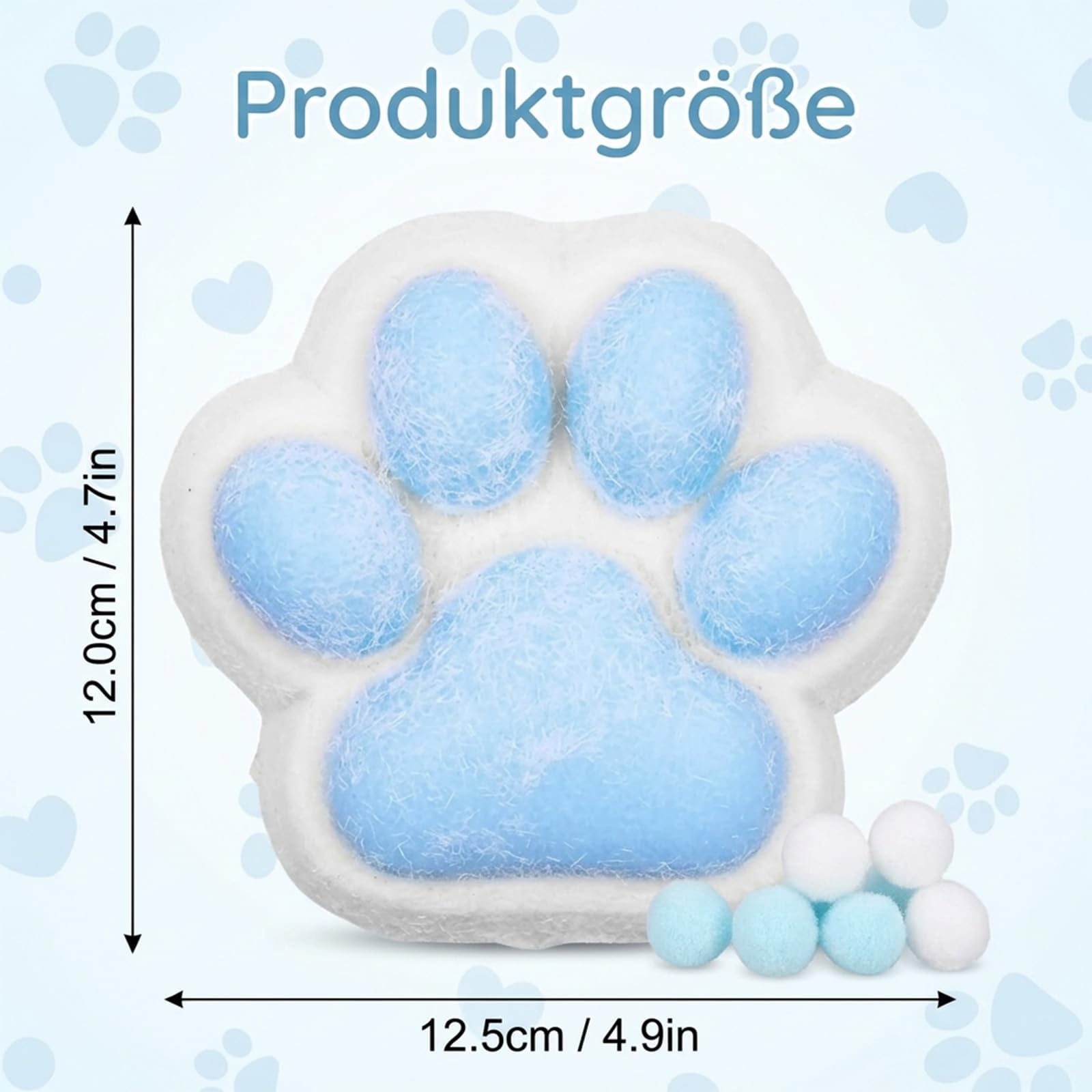 Squishy Pfote, Katzenpfoten Squishy, Entspannung anbieten für Büroarbeiter, Taba Squishy in Blau mit 12 cm Größe, Hilfsmittel zur Konzentrationsförderung und Entspannung