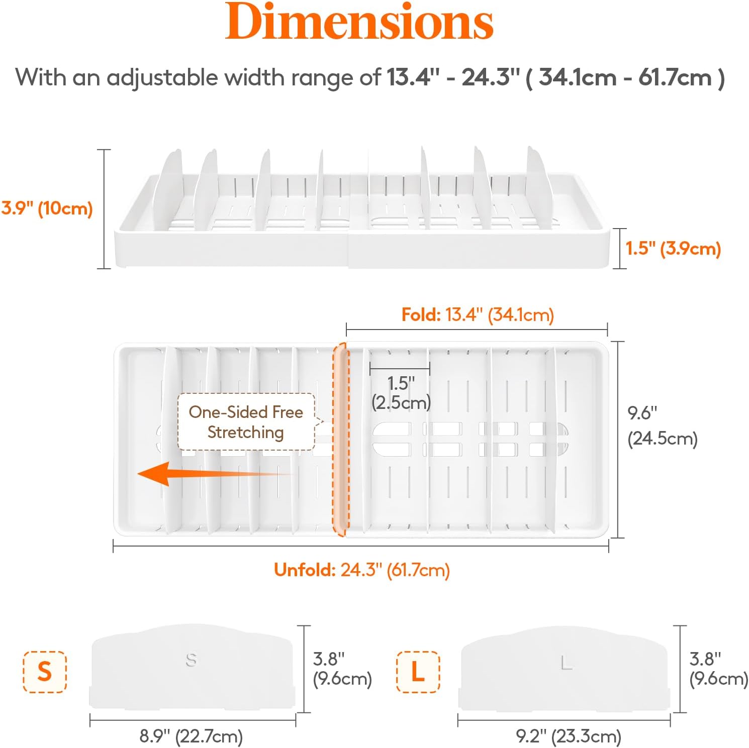 Lifewit Kitchen Cabinet Organizer for Food Contanier Lid, Extra Large 13"-24" Expandable Lid Holder with 8 Adjustable Dividers & 9 Sections for Pantry Organizers and Storage, Home Drawer Organization - Image 2