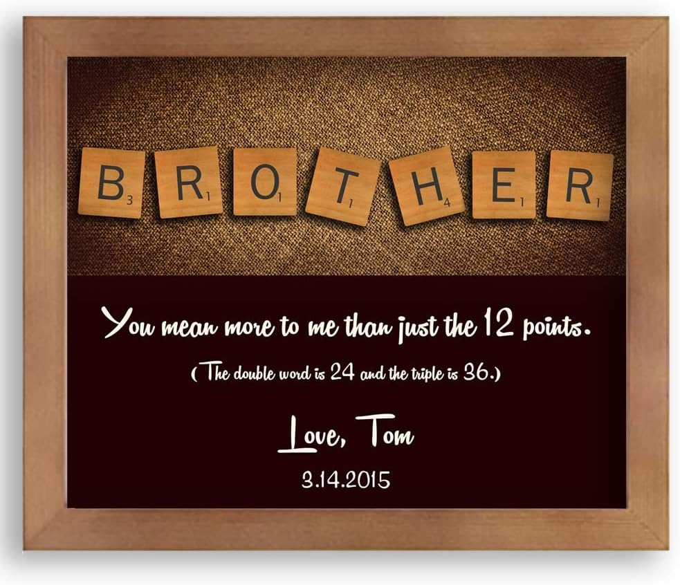 8X10 Framed Art Print - Personalized Gift For Brother Letter Tiles Unique Gift From Sister or Brother Groomsmen Gift From Groom Custom - With Solid Wood Frame & Gift Wrapping CWA-P1095