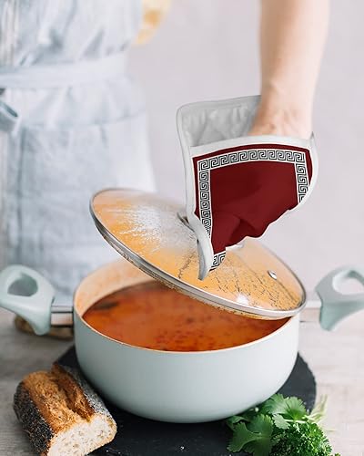 Miniatura 4 de Wine Red Black 2Pcs Pot Holders for Kitchen,Non Slip &amp; Heat Insulation Terry Cloth Potholder Set with Pocket,Thick Hot Pad Oven Mitts Trivet