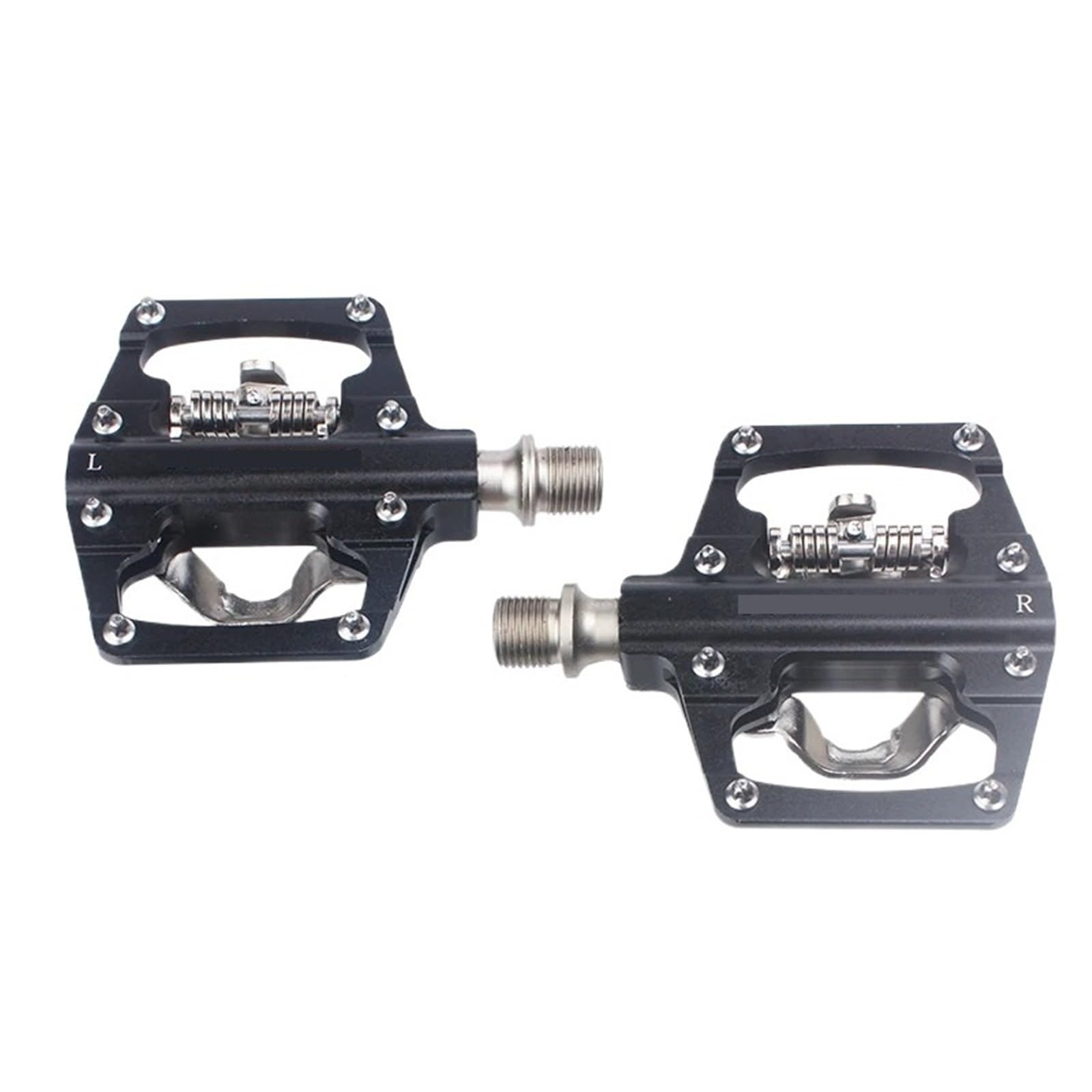 Genérico Compatible con Pedales automáticos RACEWORK MTB, Pedales de Bicicleta de Plataforma Plana Doble SPD de aleación de Aluminio CNC autoblocantes con rodamiento DU,Piezas