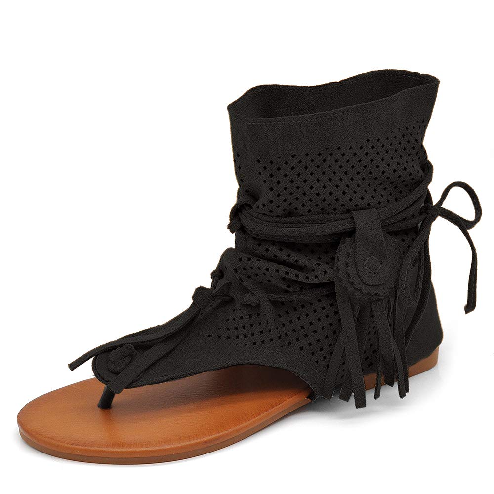 IF Fashion Scarpe da Donna Sandali Indianini Infradito Etnico Frange Pelle Sintetica GLY-105