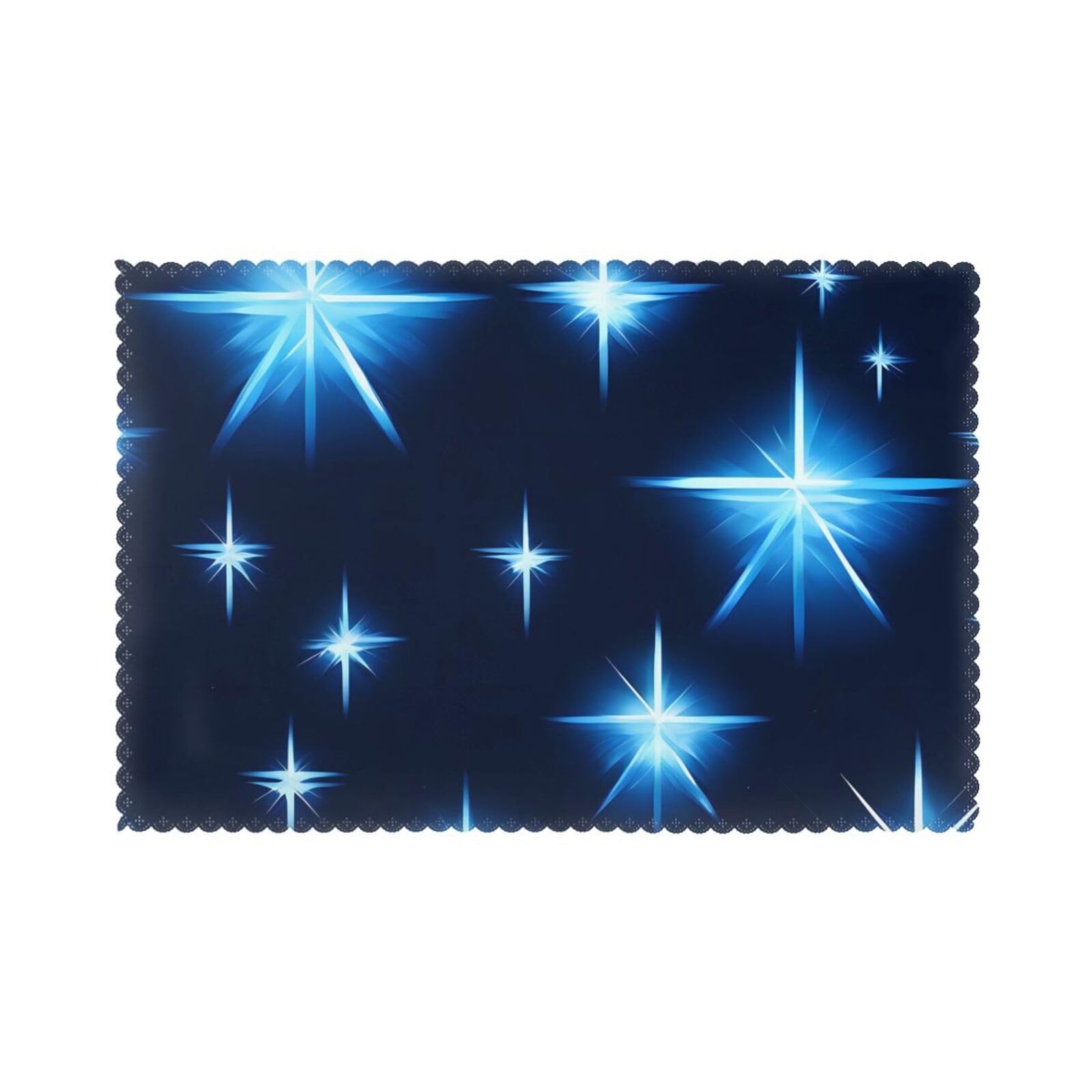 Cartoon blue star Placemat set of 6, oil-proof and insulated dining table placemats, washable and wipeable.
