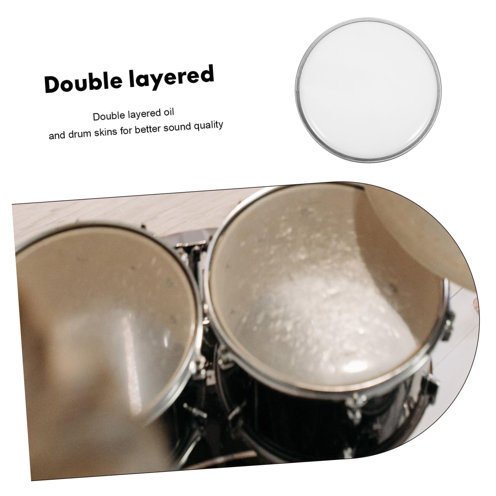 Wakauto 12 Inch Jazz Drum Skin Double Layer Drum Head Cover Sealed Drum Head Replacement Skin Lightweight for Percussion Instruments