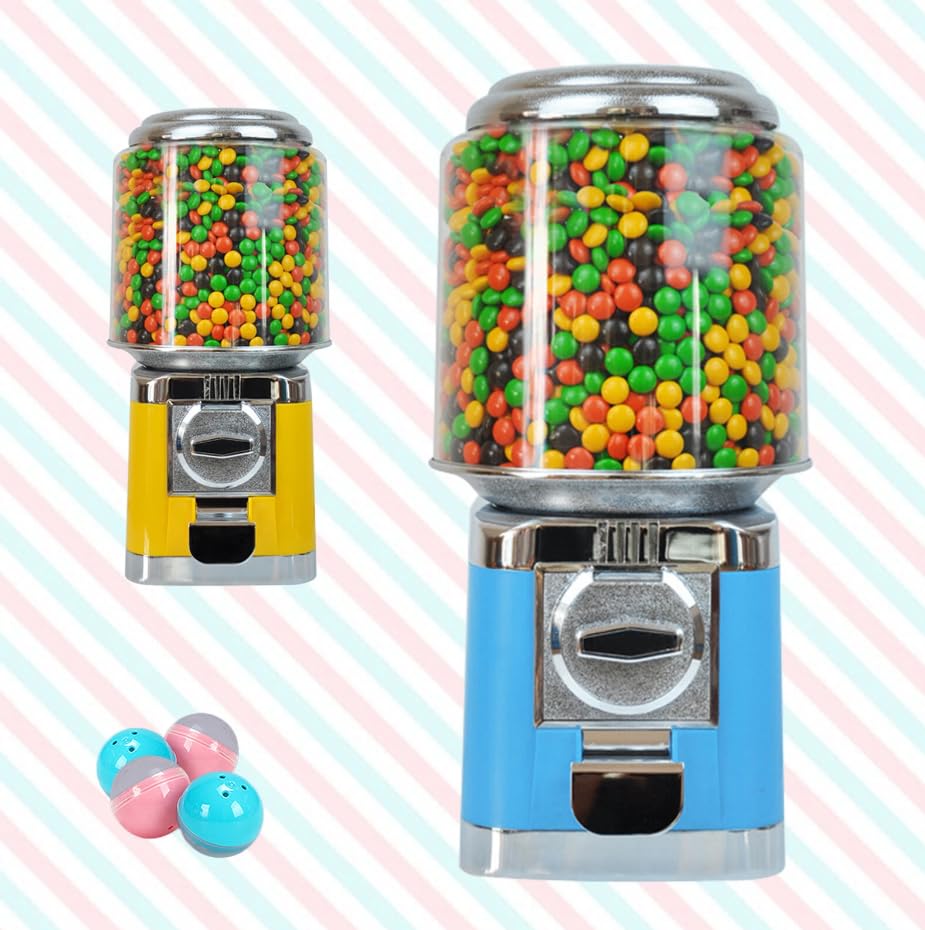 Commercial Automatic Candy Machine, 16"H Automatic Candy Gumball Dispenser Home Candy Vending Machine for Toy Capsules Bouncy Balls Candy, 200Pcs Candy Capacity (Blue)