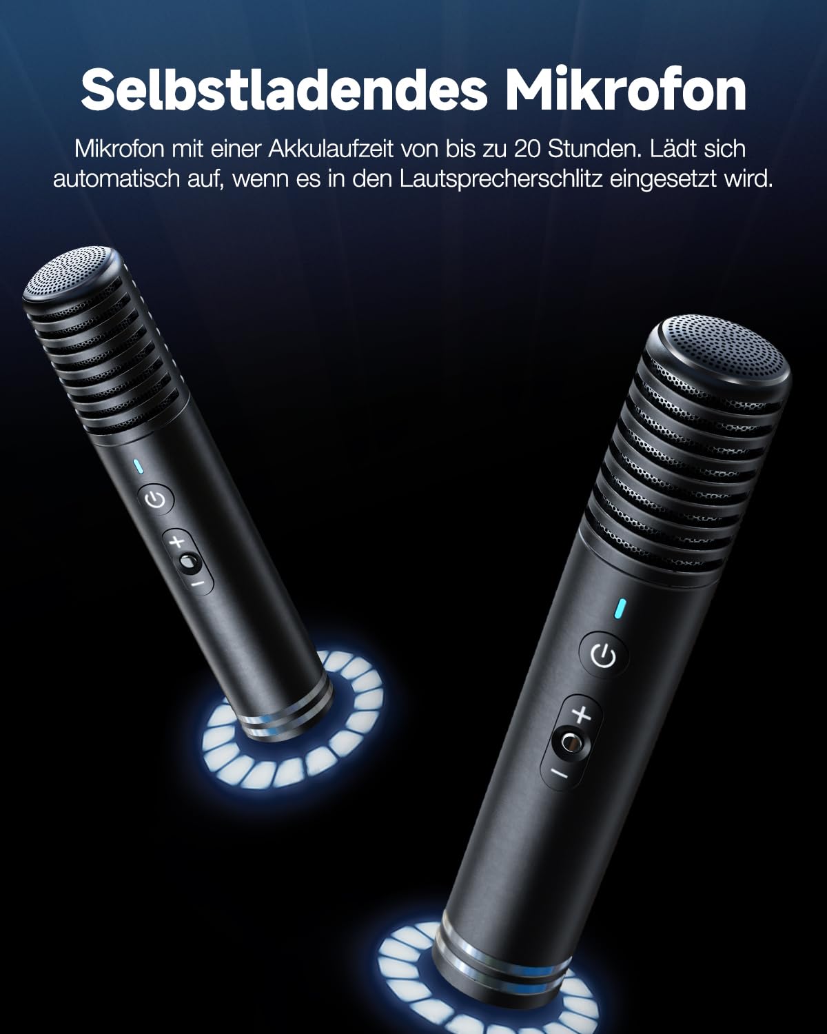 Ikarao Karaoke-Maschine mit integriertem Bildschirmdisplay, Bluetooth, kabellosen Mikrofonen & Partylicht - Perfekt für Kinder, Erwachsene & Outdoor-Aktivitäten（Shell S1）