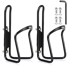 USHAKE Water Bottle Cages, Basic MTB Bike Bicycle Alloy Aluminum Lightweight Water Bottle Holder Cages Brackets(2 Pack- Drilled Holes Required)