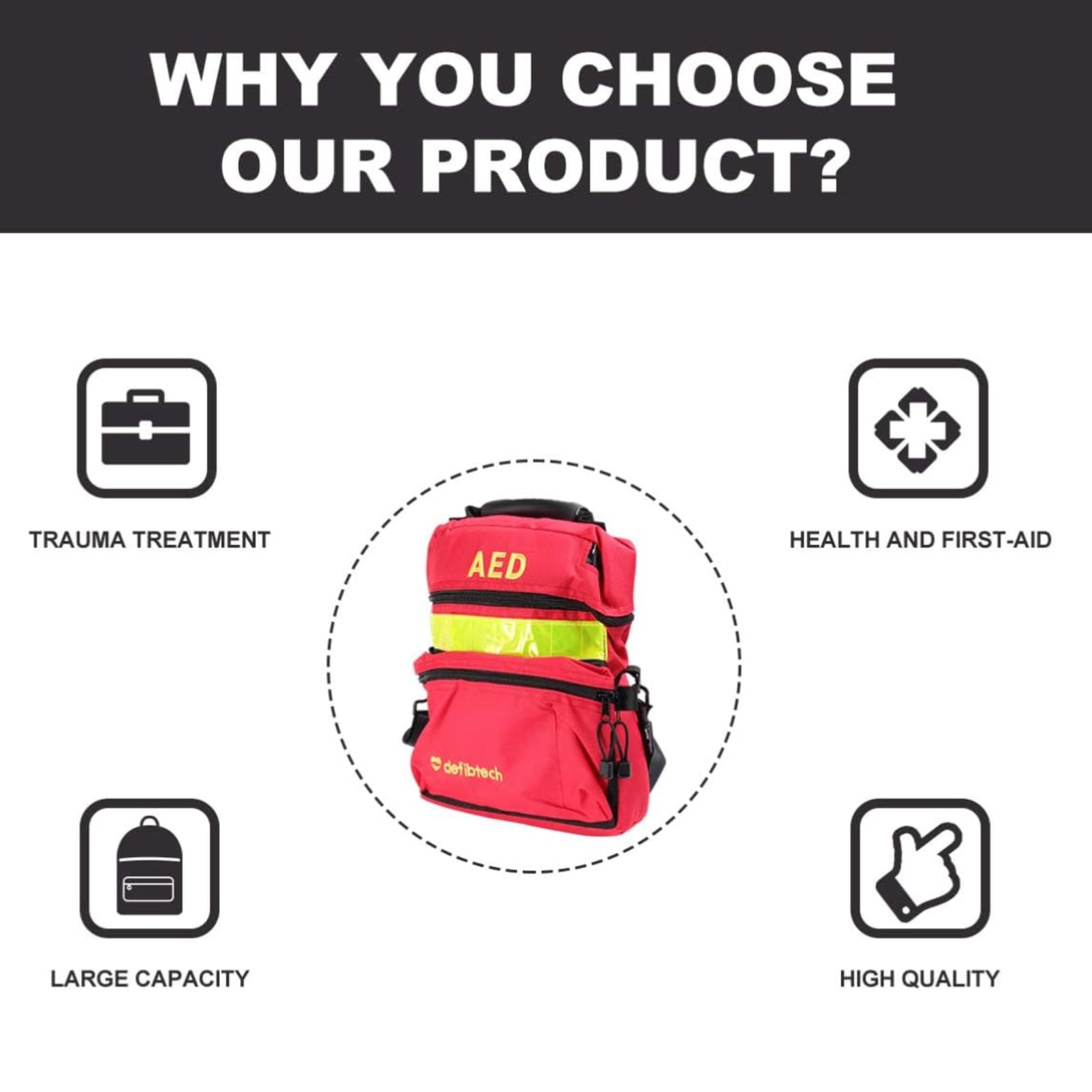 Bolsa Roja De Primeros Auxilios, Bolsa Vacía Para Desfibrilador De Rescate De Viaje, Mochila De Emergencia Para Traumatismos De Supervivencia, Para Protección De Atención Médica Crítica De Emergencia