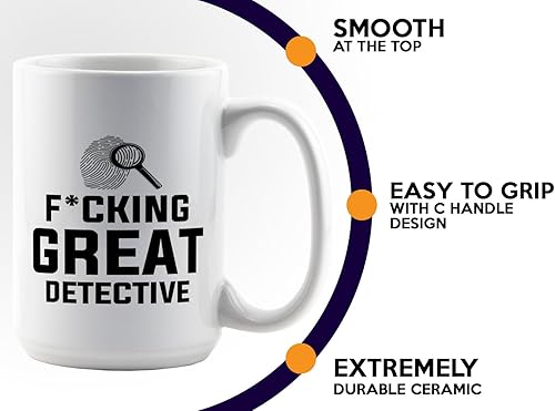 Miniatura 5 de Taza de café de detective de 15 onzas, color blanco, gran detective, policía, policía, patrulla, policía, policía, policía, policía, policía,