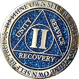 RecoveryChip 2 Year AA Medallion Reflex Blue Glitter Gold Plated Color Chip II