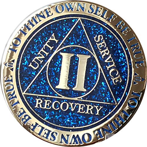 Recoverychip 2 Year Aa Medallion Reflex Blue Glitter Gold Plated Color Chip Ii #TOP15
