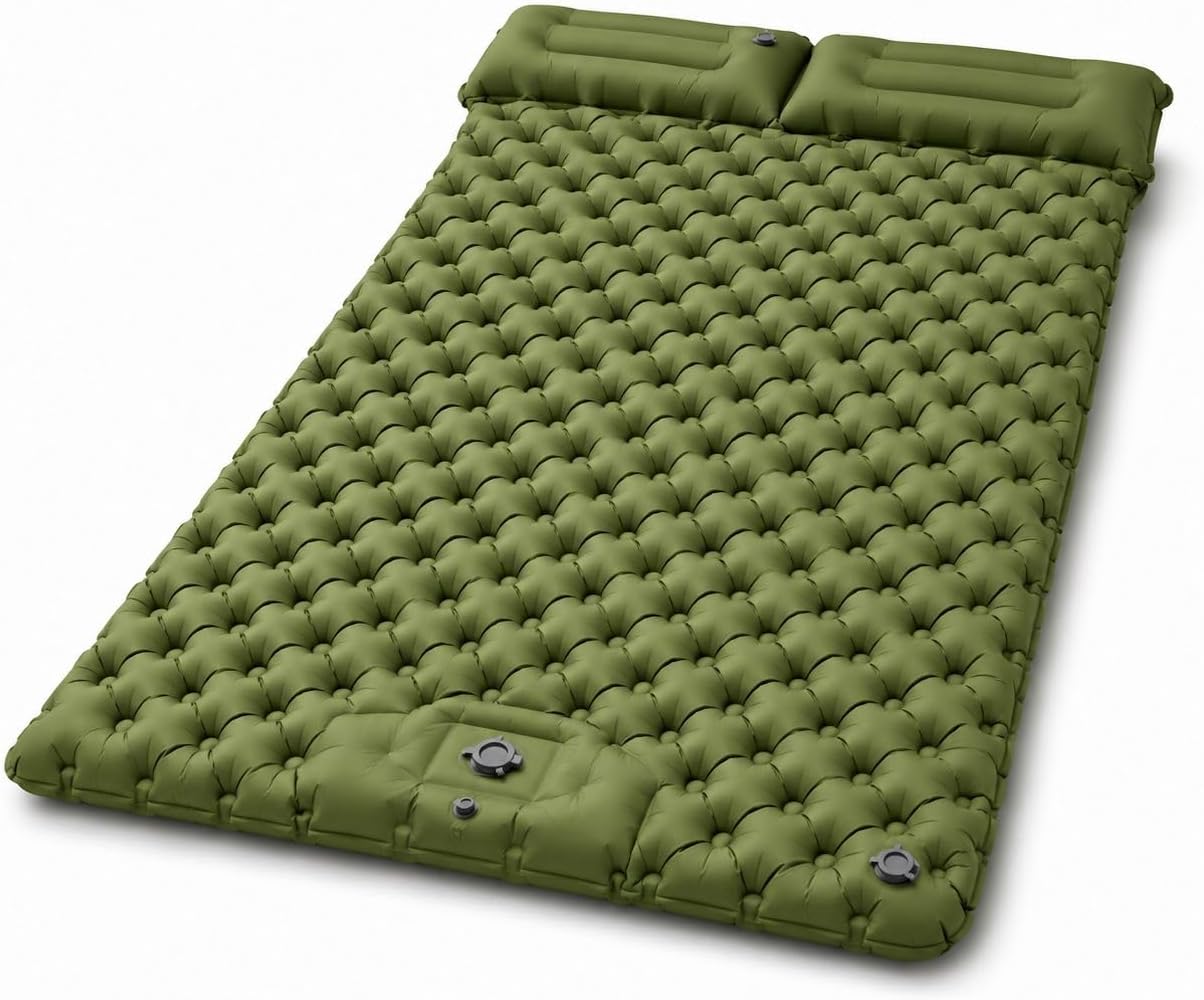 Double Sleeping Pad for Camping, 2 Person Inflatable Air Mattress with Built-in Pump, Lightweight Portable Waterproof Sleeping Mat for Hiking Backpacking Tent