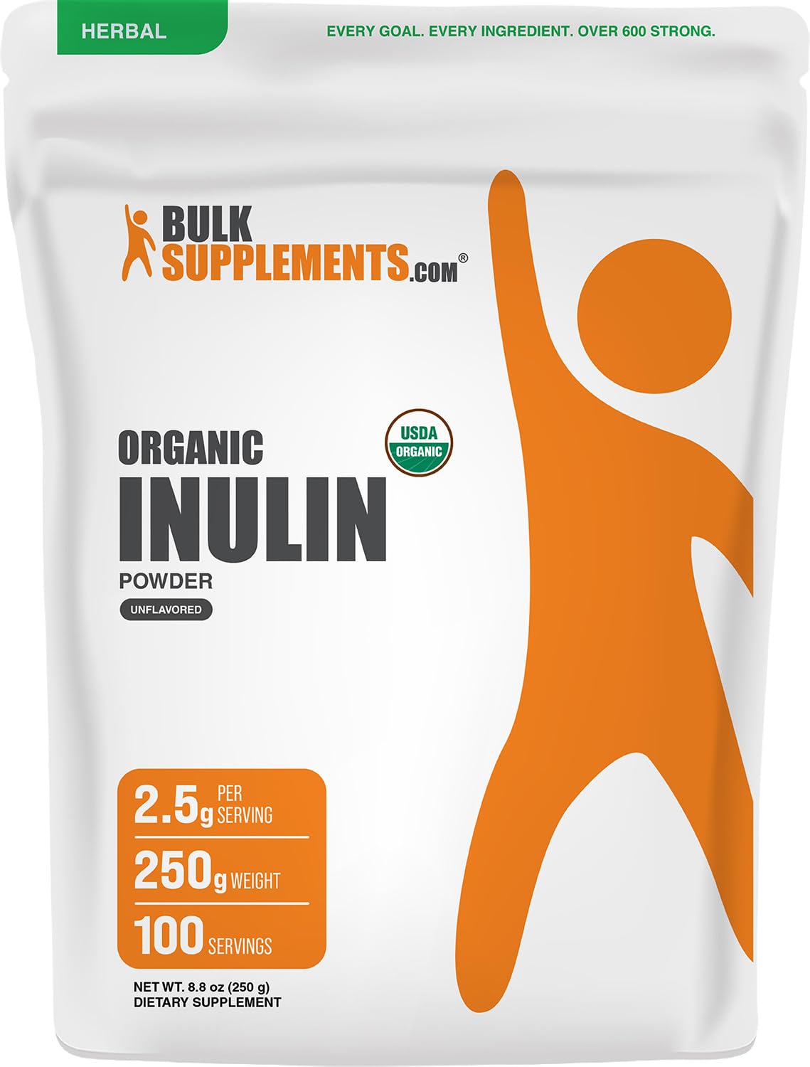 BulkSupplements.com Organic Inulin Powder - Inulin Supplement, Soluble Fiber Powder - Vegan & Gluten Free - 2.5g Serving, 250g (8.8 oz) (Pack of 1) 8.8 Ounce (Pack of 1)