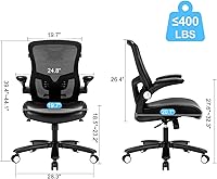 Vista 3 de Silla de oficina, silla de escritorio ergonómica con soporte lumbar ajustable, silla de computadora de malla de respaldo alto con base de metal