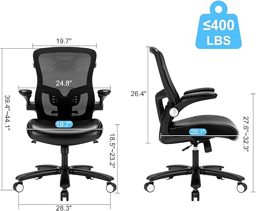 Miniatura 3 de Silla de oficina, silla de escritorio ergonómica con soporte lumbar ajustable, silla de computadora de malla de respaldo alto con base de metal