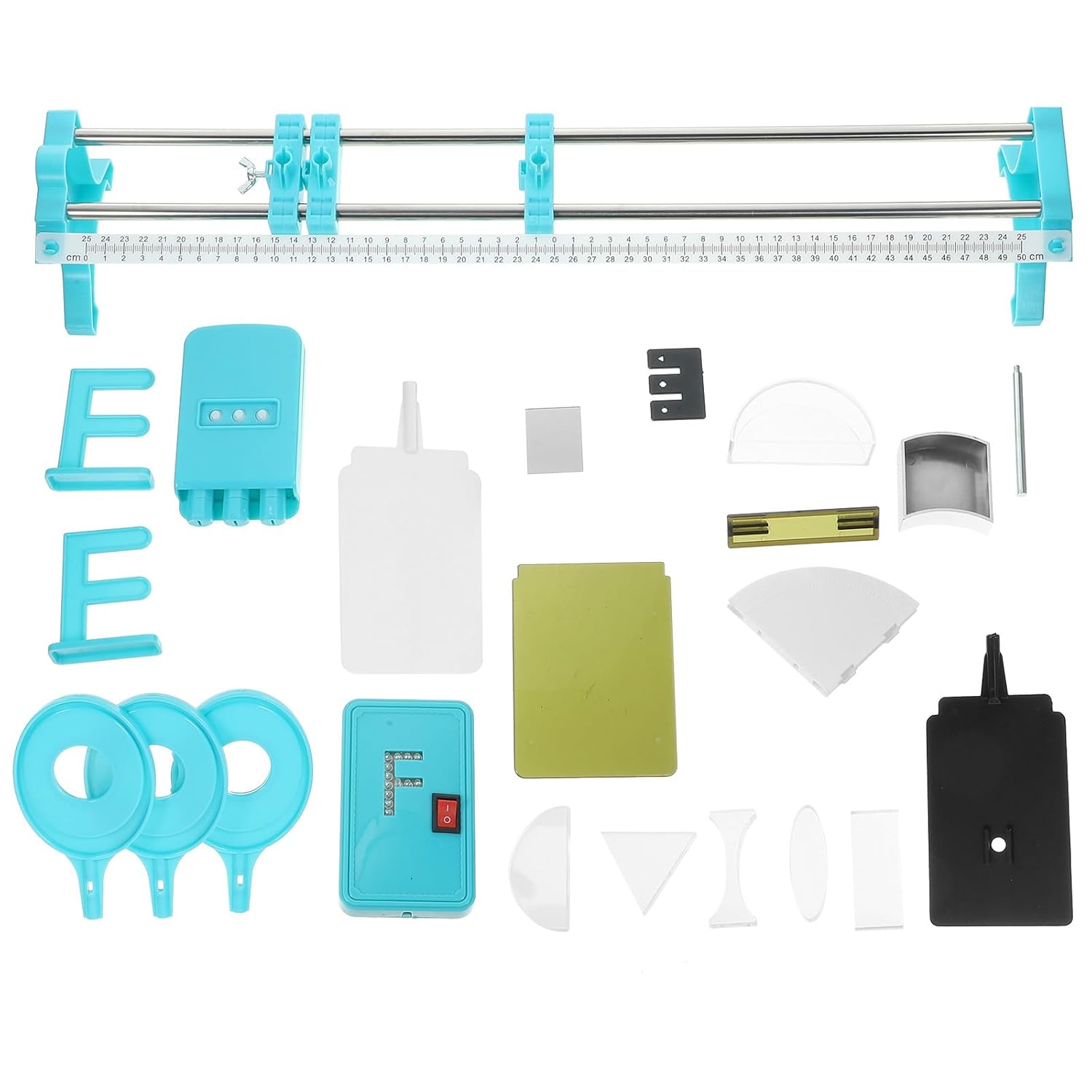 NUOBESTY Optical Bench Physics Experiment Kit for Junior High School Convex Lens Imaging, Light Refraction Equipment Set Lens Prisms, Physical Experimental Platform for Science Education