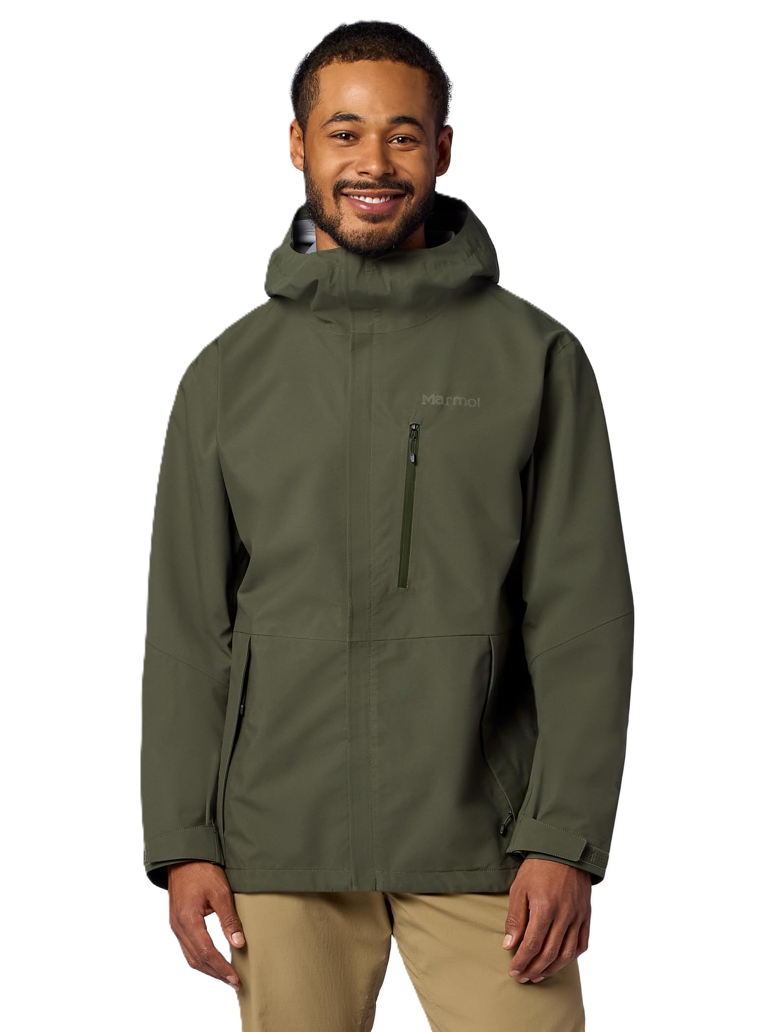 Marmot Men's PreCip Evo Pro Jacket, Waterproof Jacket, Lightweight Hooded Rain Jacket, Windproof Raincoat, Breathable Windbreaker, Ideal for Hiking and Cycling, Nori, M