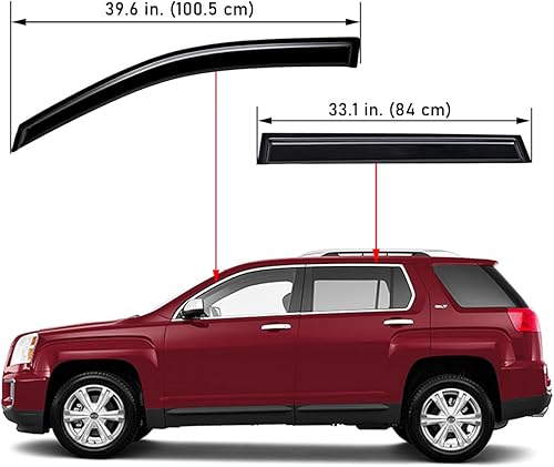 Miniatura 2 de Lightronic WV94167 - Protector de lluvia con cinta adhesiva para ventana lateral, humo oscuro, inastillable, juego de 4 piezas para GMC Terrain